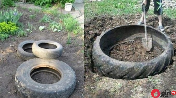 декорация на градината с гуми