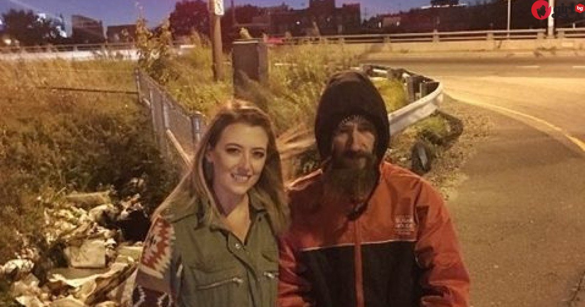 бездомник помага на жена